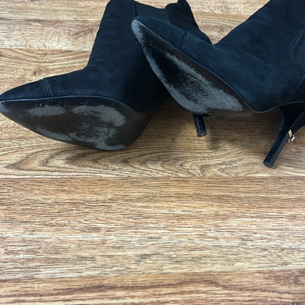 Tory Burch Black Suede Pointed-Toe Ankle Boots